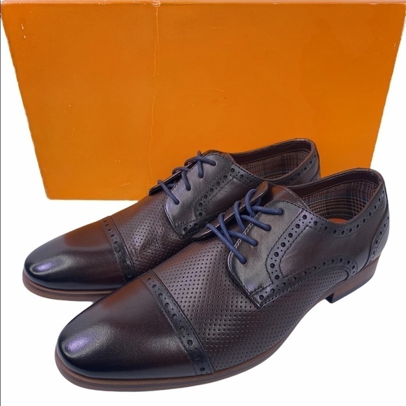 Tallia Vito Cap Toe Lace-Up Brown Oxford Shoes main image 12